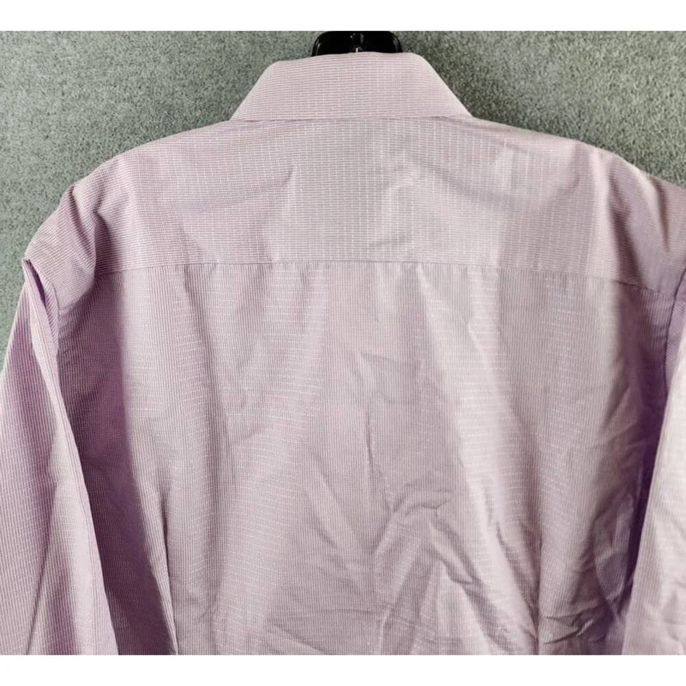 Eton Signature Dobby Contemporary-Fit Dress Shirt Men 17.5 Purple Button Closure